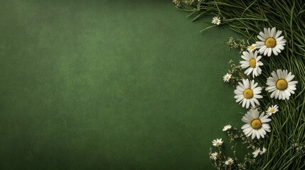 Aerial view of a lush grassy field adorned with wild daisies
