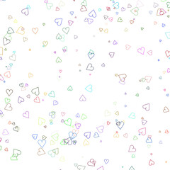 hearts scattered on a transparent background - a set of neon textures with different geometric shapes