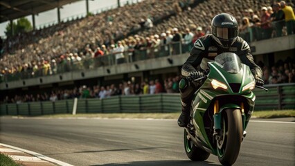 Fast Motorcycle on the coast road riding. Extreme sports driving.