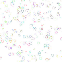 honeycombs scattered on a transparent background - a set of neon textures with different geometric shapes