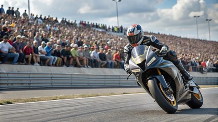 Fast Motorcycle on the coast road riding. Extreme sports driving.