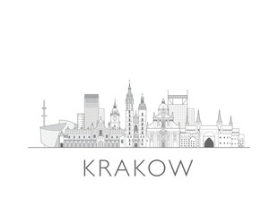 Naklejka premium Krakow skyline cityscape vector illustration