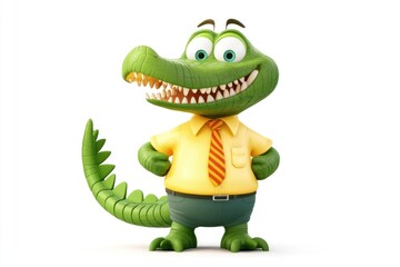 Fototapeta premium Funny Crocodile in Suit and Tie. Cartoon Character Illustration for Birthday Card Design