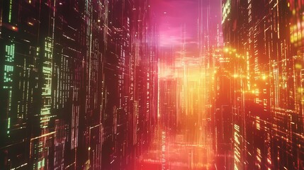 Fototapeta premium An abstract digital design with binary code yellow and red