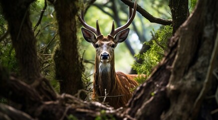 close-up of a deer in the forest, deer in the woods, cute deer in the park, cute deer in the forest, close-up of a lonely deer in the woods