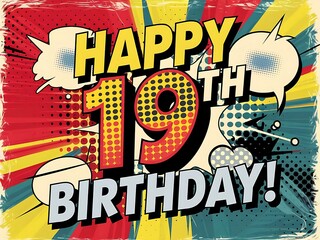 Joyful and Creative 19th Birthday Greeting with Bold Illustrations