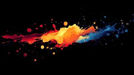 Colored splashes in an abstract shape shown in dynamic motion