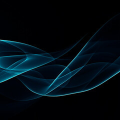 Fototapeta premium Abstract blue wave light pattern on a black background