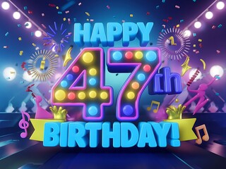 Happy 47th Birthday - Colorful Fireworks