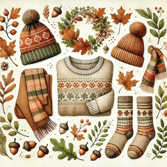 autumn set of illustrations