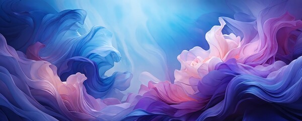 Obraz premium Vibrant swirls of blue and pink create an abstract background resembling waves in a tranquil underwater setting