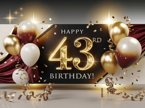Happy 43rd Birthday with Balloons