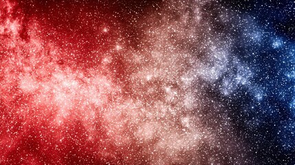 Fototapeta premium Stunning Cosmic Landscape Showcasing Vibrant Red and Blue Nebula with Bright Stars Against a Deep Space Background, Ideal for Science and Universe Themes