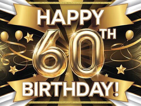 Luxurious Happy 60th Birthday Greeting Card with Gold Accents