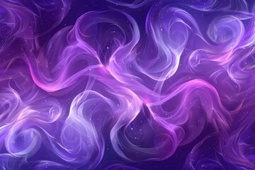 Fototapeta premium Abstract Purple and White Swirling Smoke with Glittering Stars