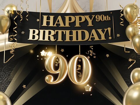 Happy 90th Birthday - Classic Gold