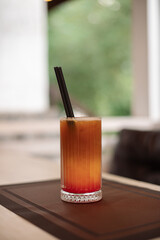 non-alcoholic cocktails are on the table, a beautiful photo of a drink from the restaurant