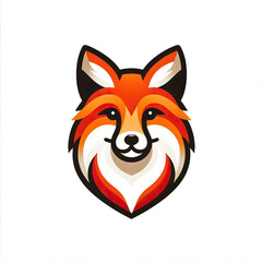 Obraz premium Muzzle of a red fox on a white background. Simple drawing, Cartoon character, logo, print for textiles