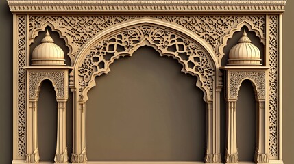 Indian arch design for laser and router cutting suitable for temple or mandir decor with intricate CNC patterns