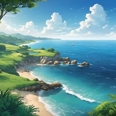 Fototapeta premium Paradise sea landscape with water and beautiful nature background