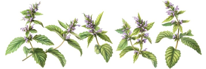 Obraz premium Pogostemon, Pachouli, Cablin Medicinal Perfume Plant, Pachouli Drawing