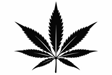 Marijuana leaf silhouette vector, Marijuana cannabis hemp leaf icon
