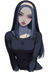 Blasphemous Beauty: Gothic Waifu in Evil Nun Attire