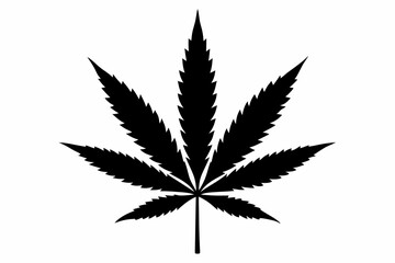 Marijuana leaf silhouette vector, Marijuana cannabis hemp leaf icon
