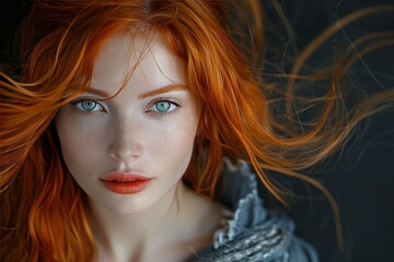 Fototapeta premium Fantasy Gothic Red-Haired Witch in a Medieval Dress for Halloween