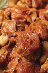 pork kebab is delicious and juicy, beautiful food photo