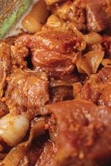 pork kebab is delicious and juicy, beautiful food photo