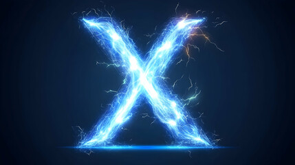 A glowing blue electric letter X.