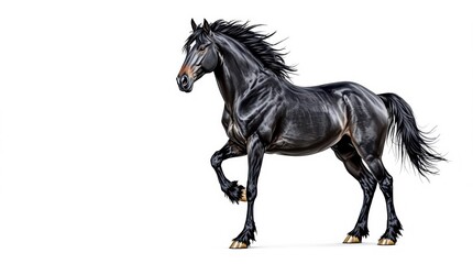 Fototapeta premium a black horse full-body isolated on a white background, PNG background