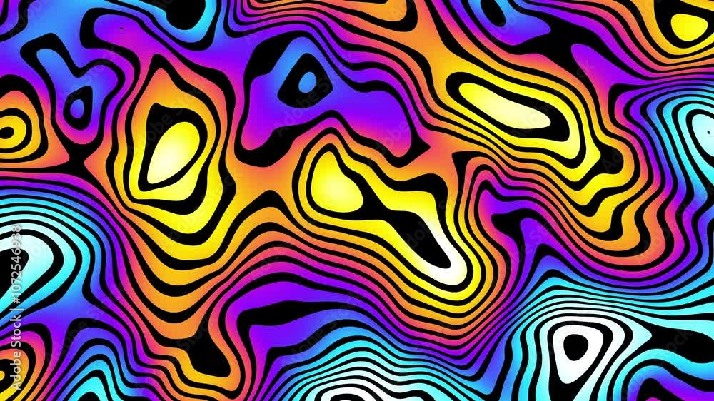 Poster groovy psychedelic loop background for banner design. retro 60s 70s psychedelic pattern. modern wave