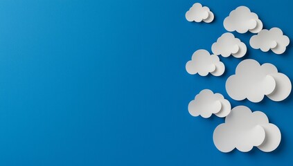 An elegant white plate shaped like a cloud on a deep blue background, with contemporary design and a playful aesthetic.