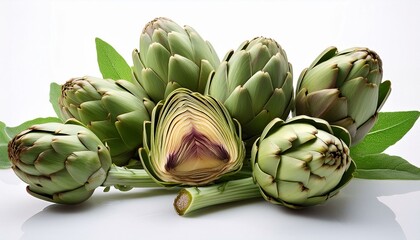 Naklejka premium artichokes green artichoke carciofo on white background