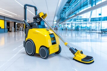 Fototapeta premium Fantastic robot for cleaning floors at shopping centers.
