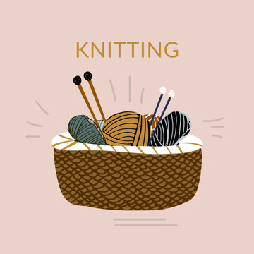 Basket knit spoke wool needlework vector artwork