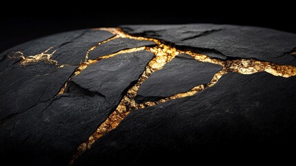 Abstract Luxury Background: Black Marble and Gold Veins