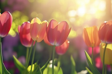 Colorful Tulips in a Spring Garden