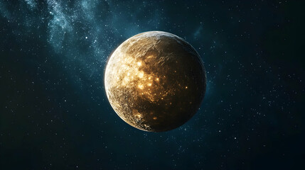 Obraz premium Mercury planet floating in space, highlighting its features and environment -
