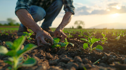 Fototapeta premium Farmers Planting Seeds for a New Harvest Season