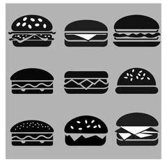 set of stylized vector drawings of fast food
