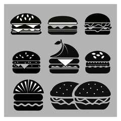 set of stylized vector drawings of fast food