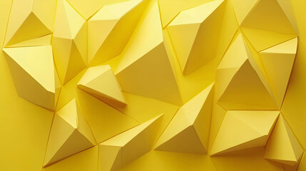 Triangles pattern in yellow background, creating an abstract geometric design with sharp edges -