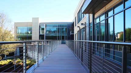 Obraz premium Vertical cable railing, adding modern and minimalist design to architectural settings -