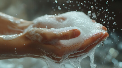 Obraz premium Clean Hands Washing with Soap Detail