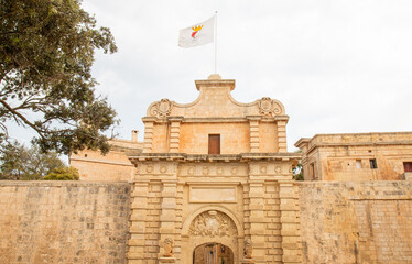 Mdina city gate and city wall Tramuntana Northern Republic of Malta