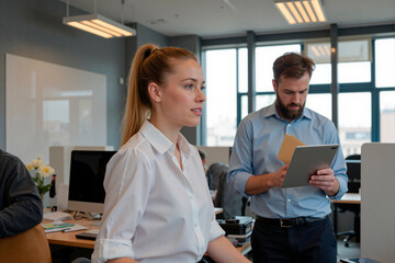 Obraz premium Oficinista trabajando en su despacho.
