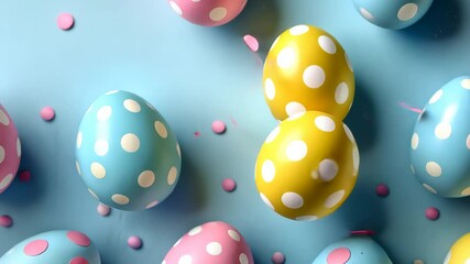 Easter eggs on blue spring background